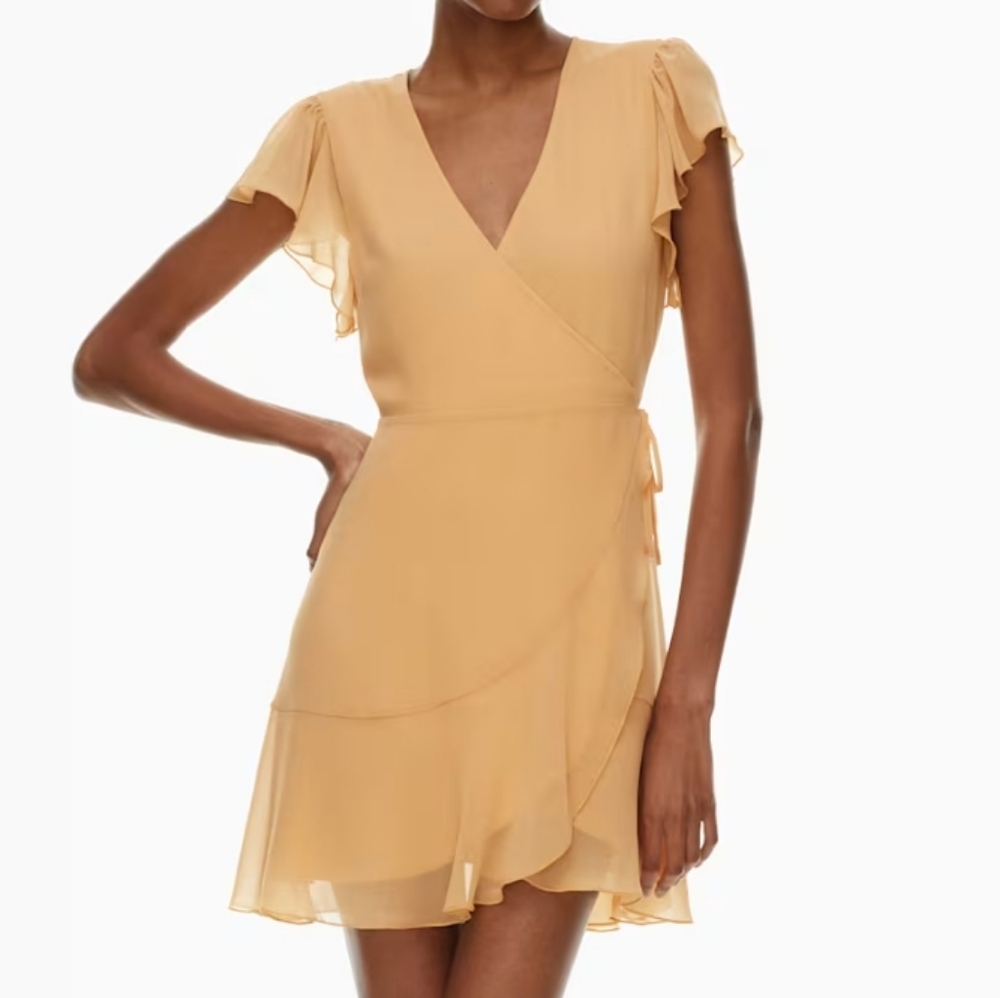 Aritzia Wilfred Lawn Dress Chiffon wrap ruffle dress XS